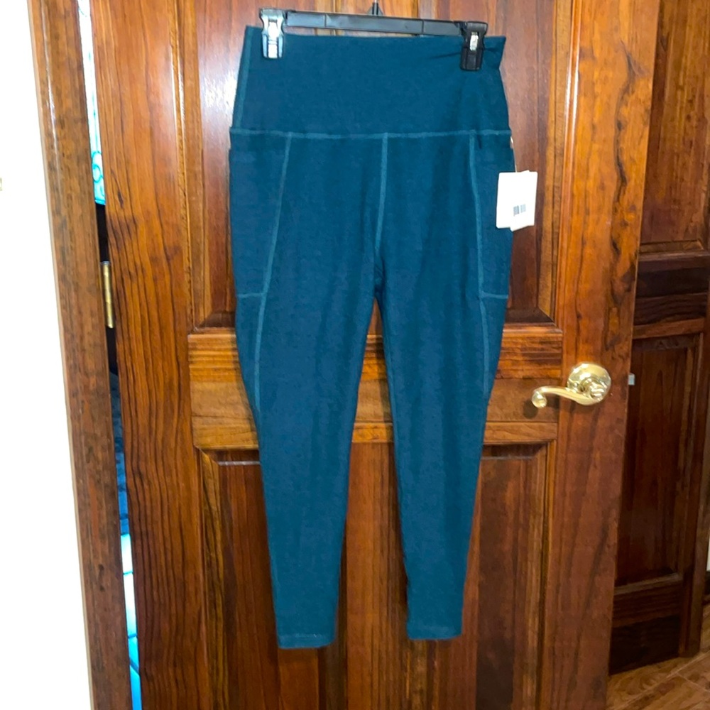 Beyond Yoga Spacedye Out of Pocket High Waisted Midi Legging Midnight Green Hthr
